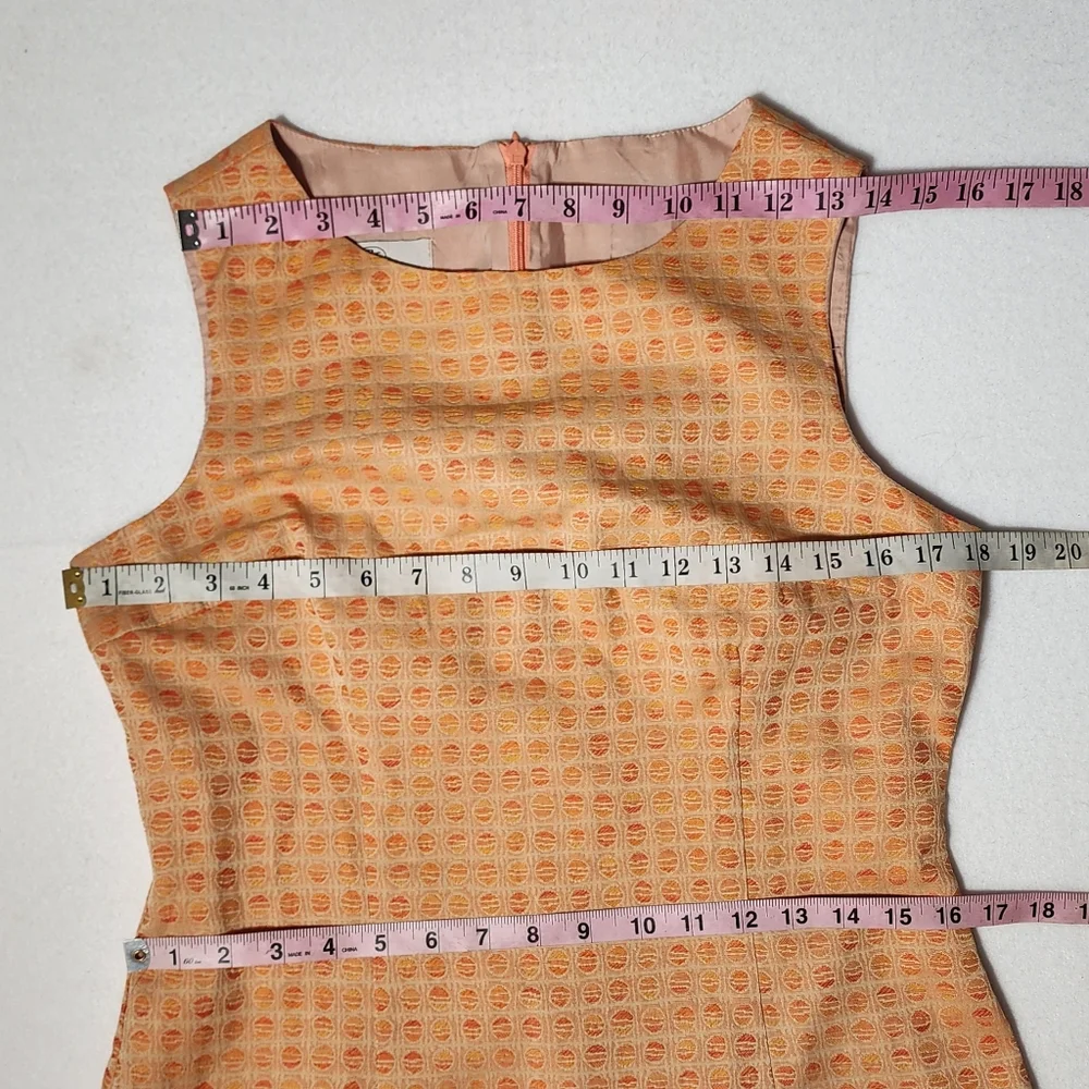 Vintage Cotton Orange Square Print Dress And Jacket Set
